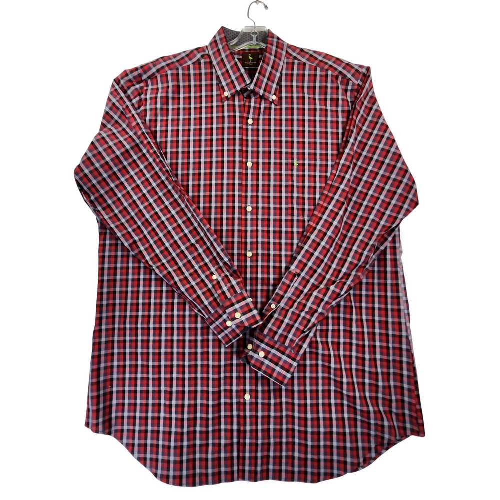 Tailorbyrd 3XLT Red Plaid Button Down Shirt Big & Tall Cotton Long Sleeve Preppy